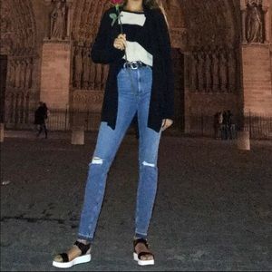 Tall long, High waisted blue wash denim jeans